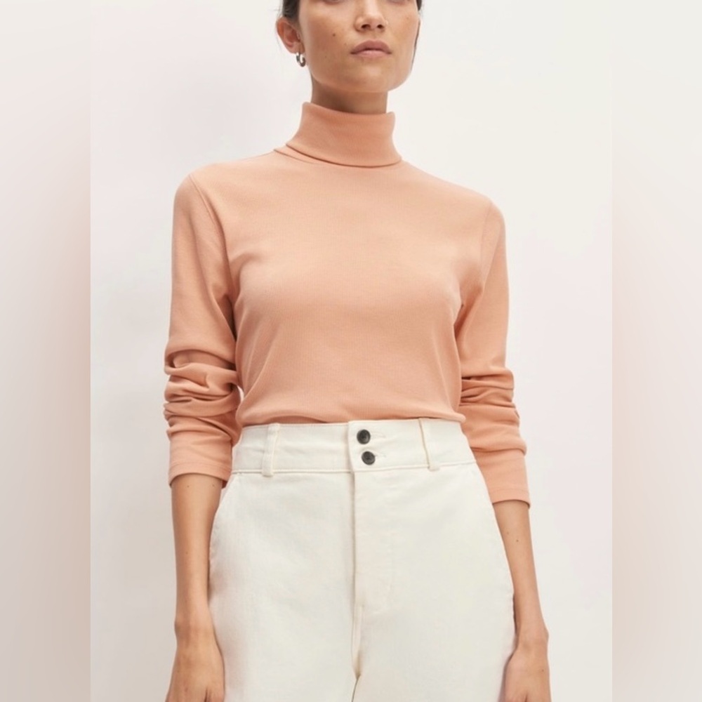 NWT Everlane Supima Cotton Micro Rib Turtleneck in Blush Pink XL